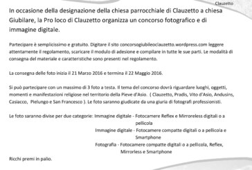 Concorso Fotografico ” Giubileo a Clauzetto ” – Scadenza 22 Maggio 2016